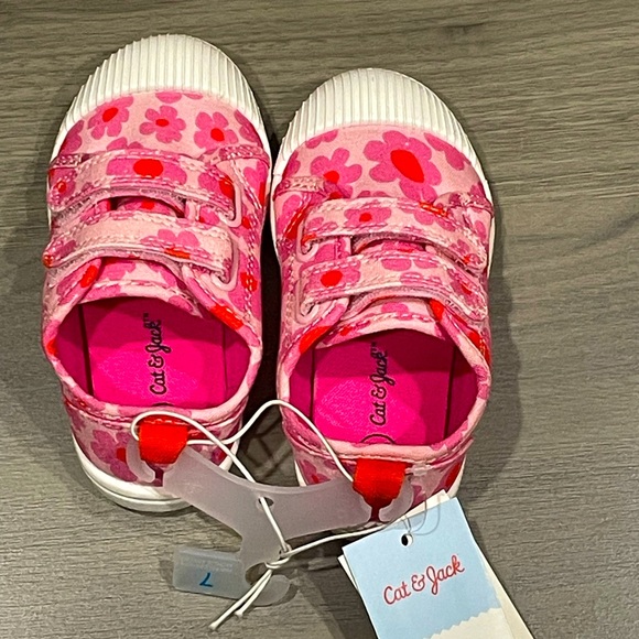 Cat & Jack- girl shoes. Size 7 for infants. Flowery design. Velcro straps. NWT. - Picture 1 of 5